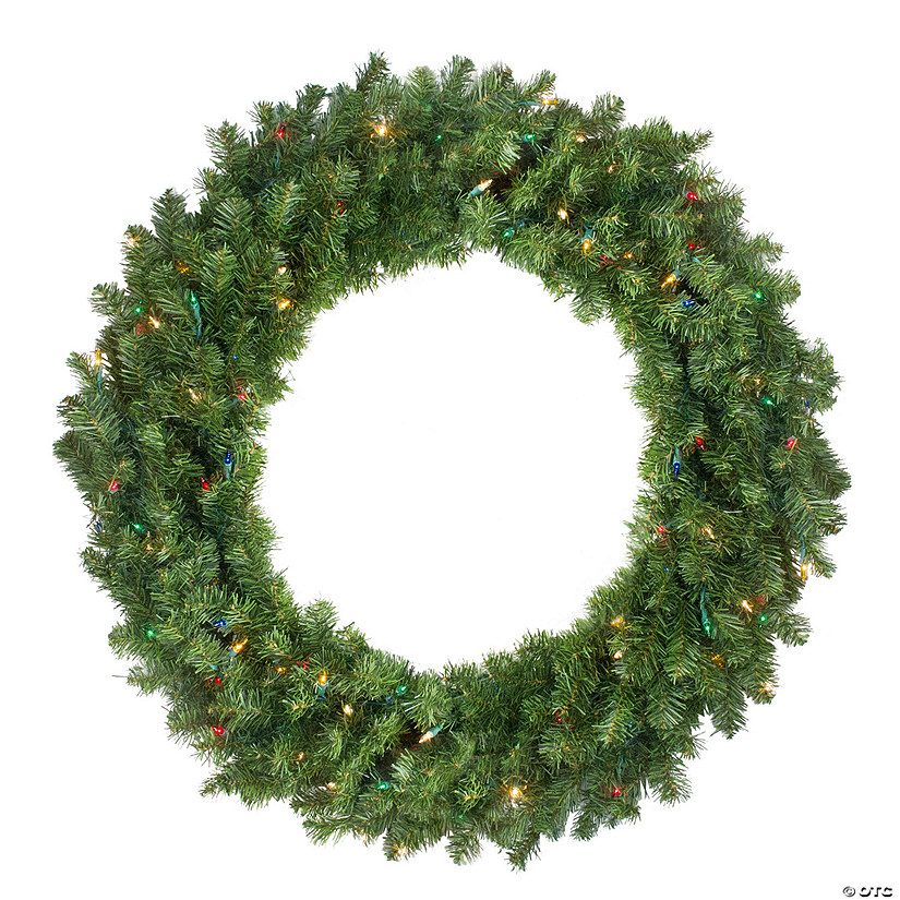 Northlight 36" Pre-Lit Canadian Pine Artificial Christmas Wreath - Multi Lights Image