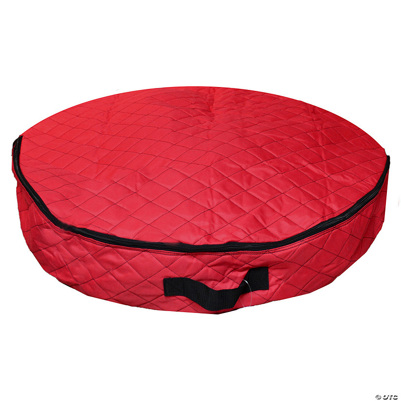 Northlight 36" Red Premium Quilted Christmas Wreath Storage Bag Image