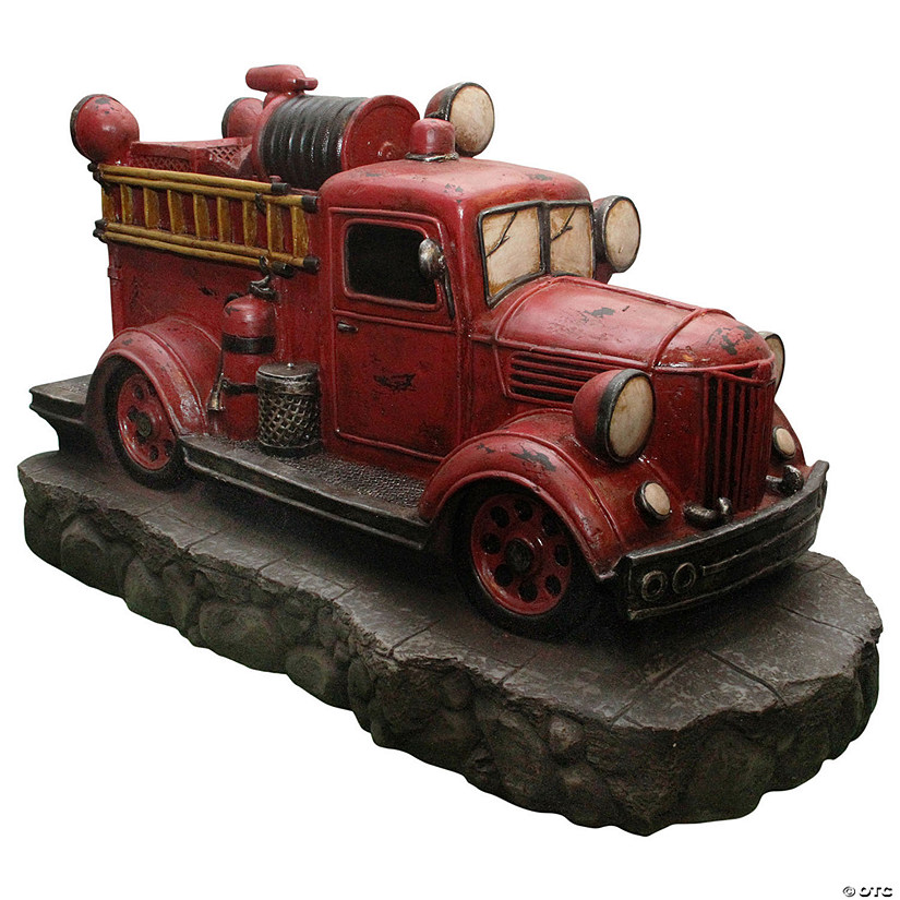 Northlight 38 Lighted Red and Black Vintage Fire Truck Outdoor Patio Fountain