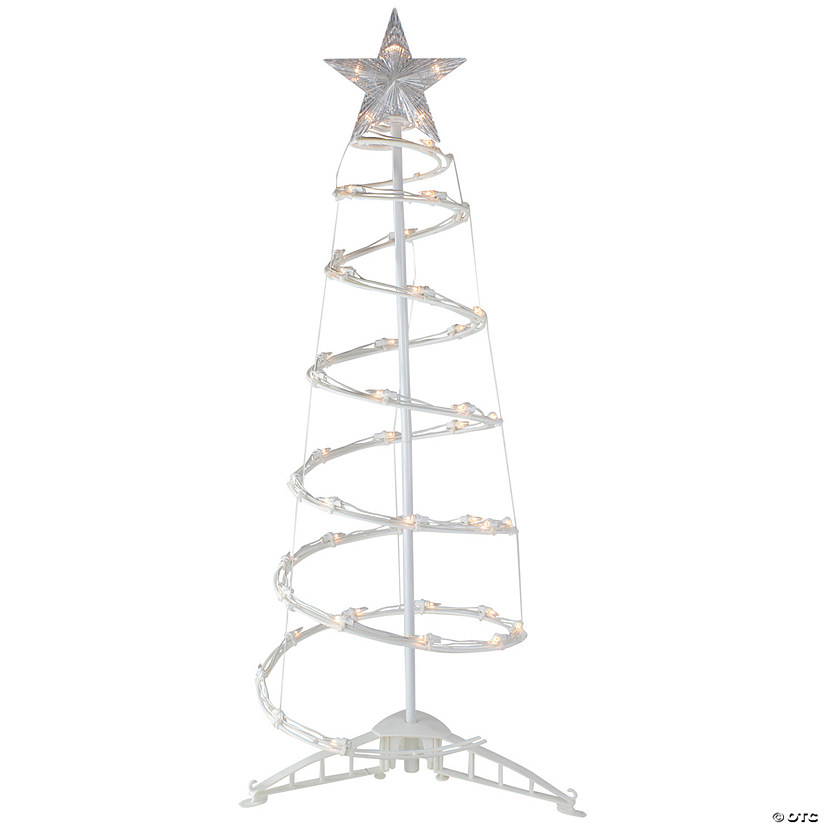 Northlight 3ft Lighted Spiral Cone Tree Outdoor Christmas Decoration  Clear Lights Image