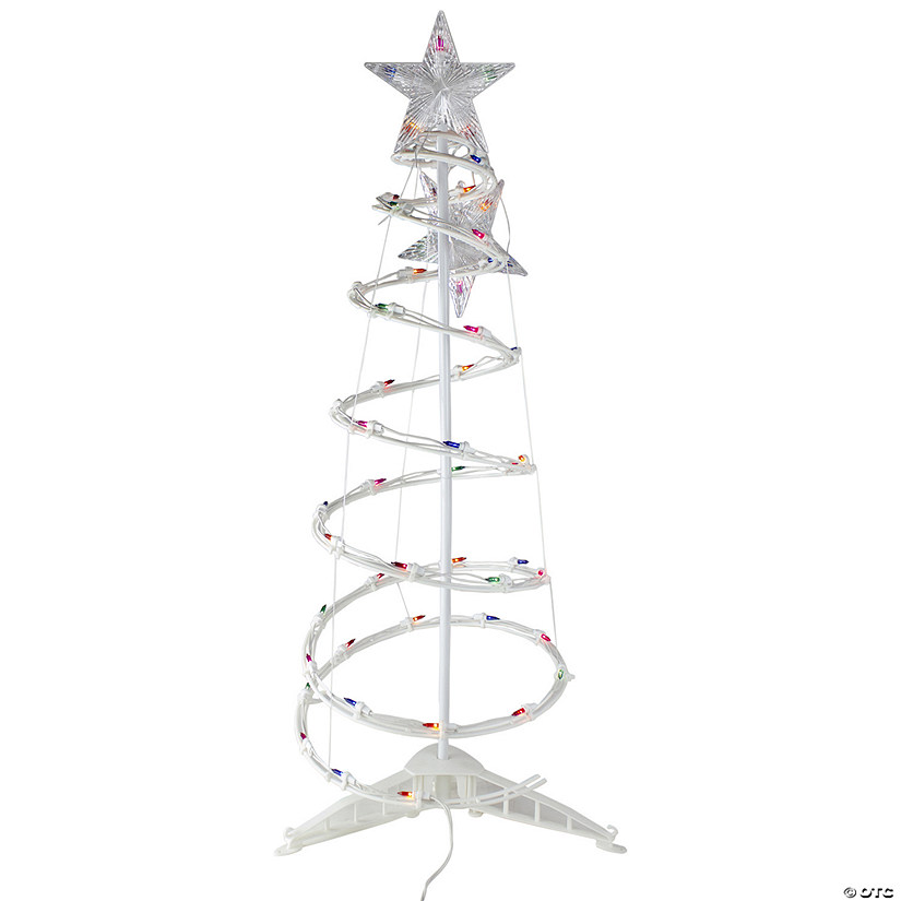 Northlight 3ft Lighted Spiral Cone Tree Outdoor Christmas Decoration  Multi Lights Image