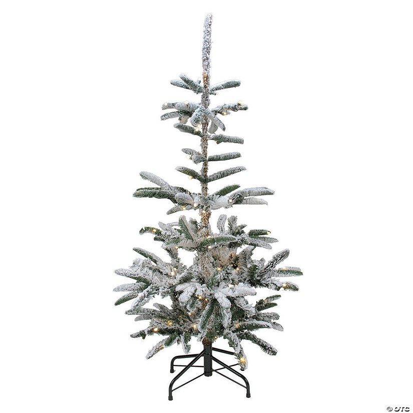 Northlight 4.5 Ft Pre-Lit Nordmann Fir Artificial Flocked Christmas Tree - Warm Clear LED Lights Image