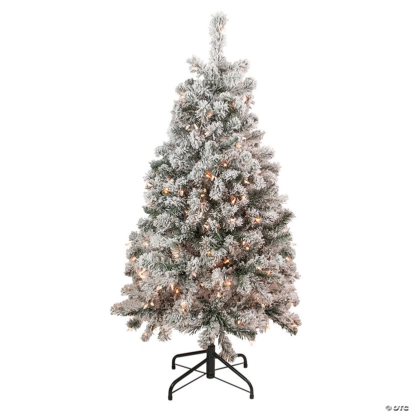 Northlight 4.5' PreLit Flocked Madison Pine Artificial Christmas Tree