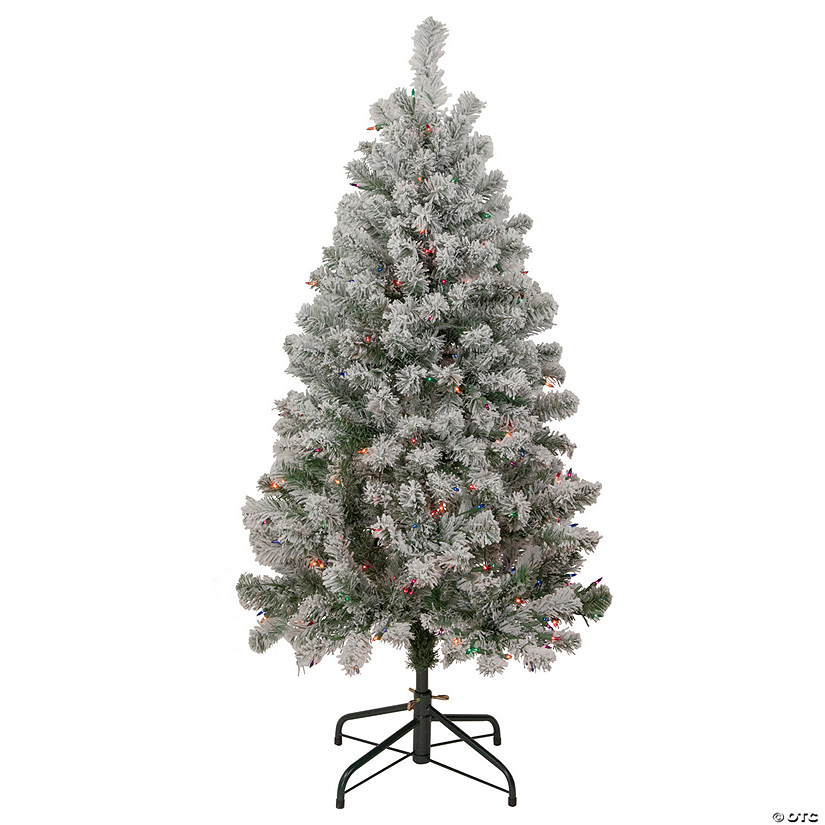 Northlight 4.5' PreLit Flocked Madison Pine Artificial Christmas Tree