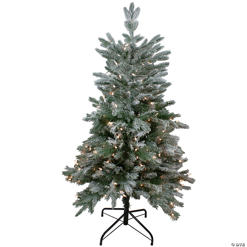 Northlight 4.5' Pre-Lit Flocked Whistler Noble Fir Artificial Christmas Tree - Clear Lights Image