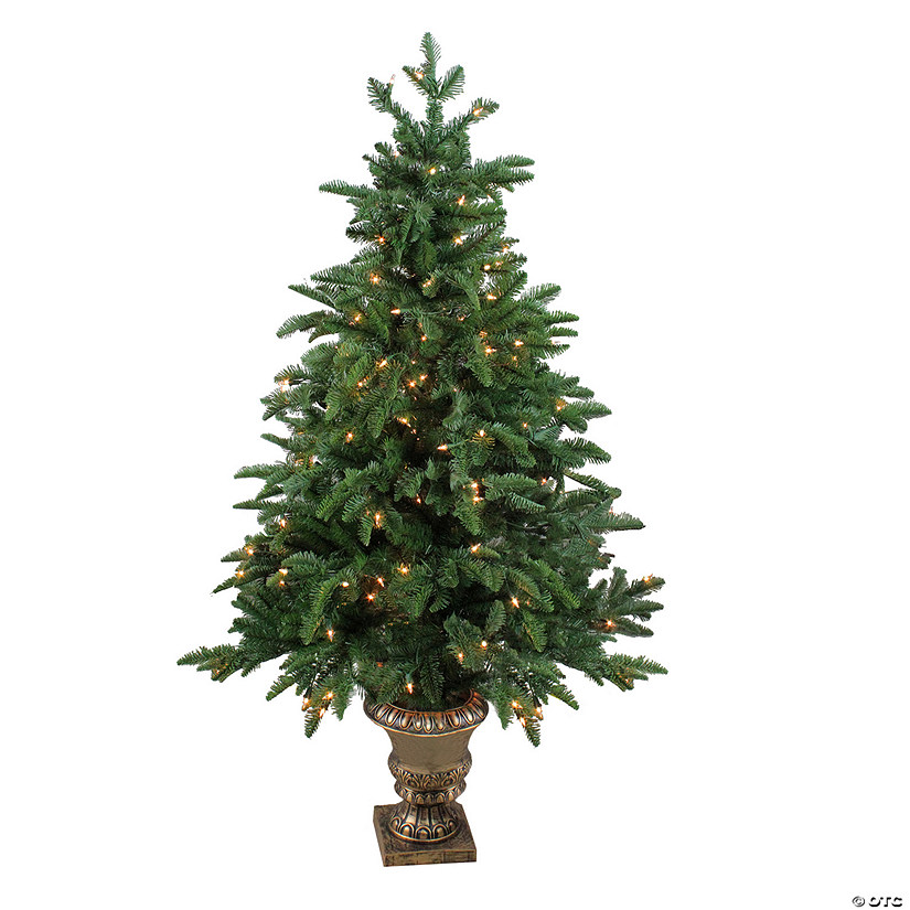 Northlight 4.5' Pre-Lit Potted Sierra Norway Spruce Slim Artificial Christmas Tree - Clear Lights Image