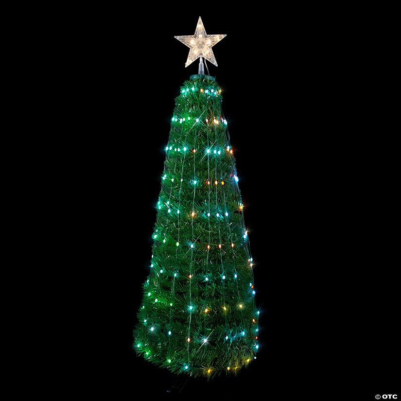 Northlight 4' Green Color Changing Multiple Function Pop Up Artificial Outdoor Christmas Tree Image