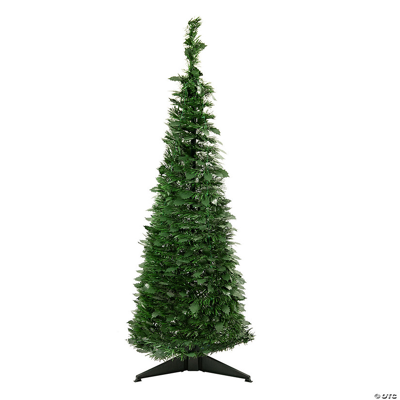 Northlight 4' Green Tinsel Pop-Up Artificial Christmas Tree  Unlit Image