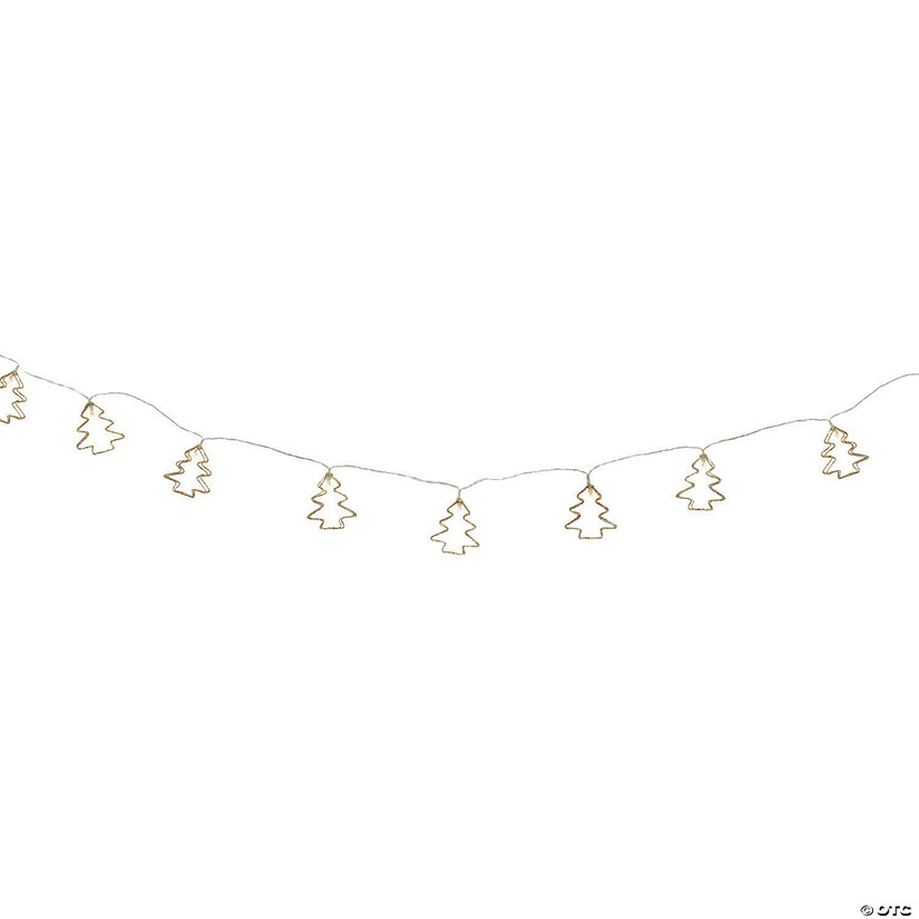 Northlight 4' LED Lighted B/O Gold Wire Mini Tree Christmas Garland - Warm White Lights Image