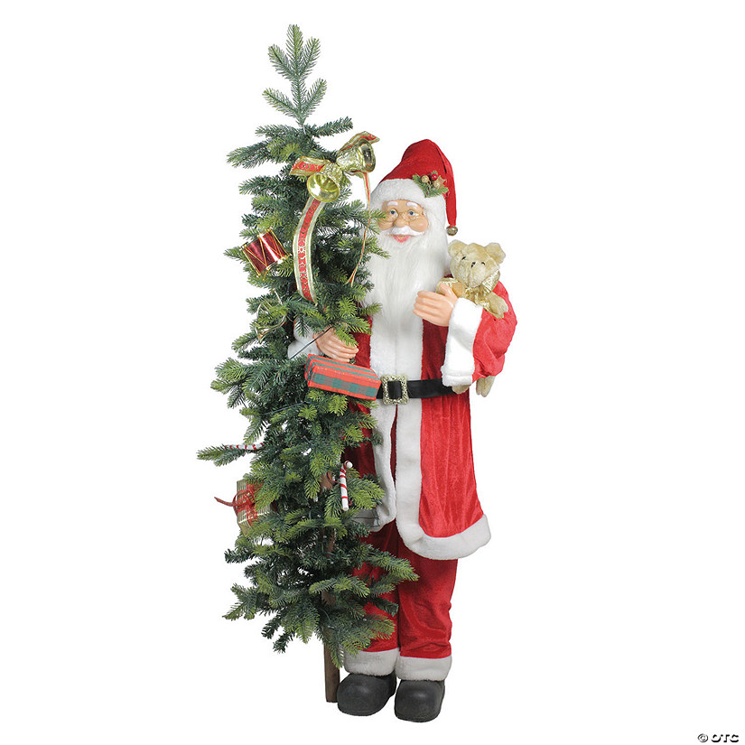 Northlight - 4' Musical Animated Santa Claus with Pre-Lit Christmas Tree Decoration Image