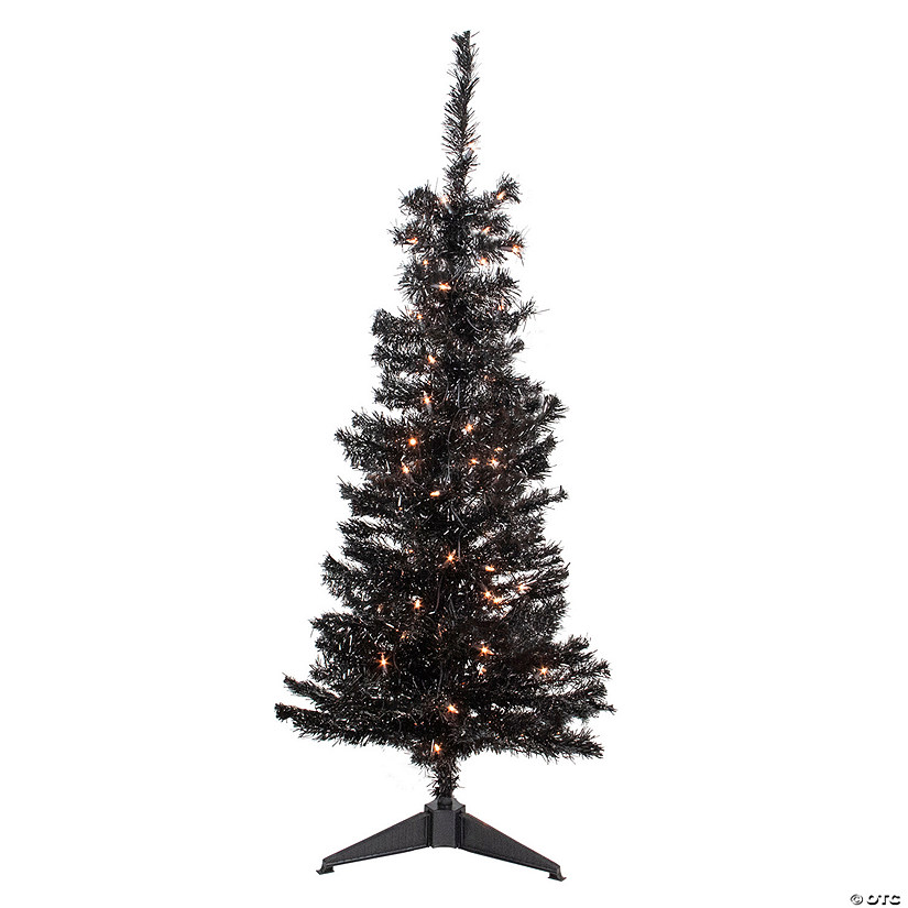 Northlight 4' Pre-Lit Black Artificial Tinsel Christmas Tree  Clear Lights Image