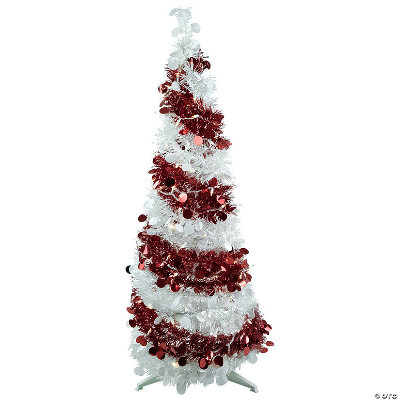 Northlight 4' Pre-Lit Candy Cane Pop-Up Artificial Christmas Tree  Clear Lights Image