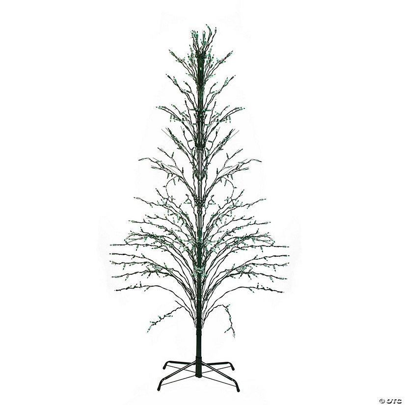 Northlight 4' Pre-Lit Green Slim Profile Cascade Twig Christmas Tree - Green Lights Image
