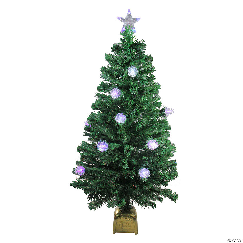 Northlight 4' Pre-Lit Medium Fiber Optic Pine Cone Artificial Christmas Tree - Multicolor LED Lights Image
