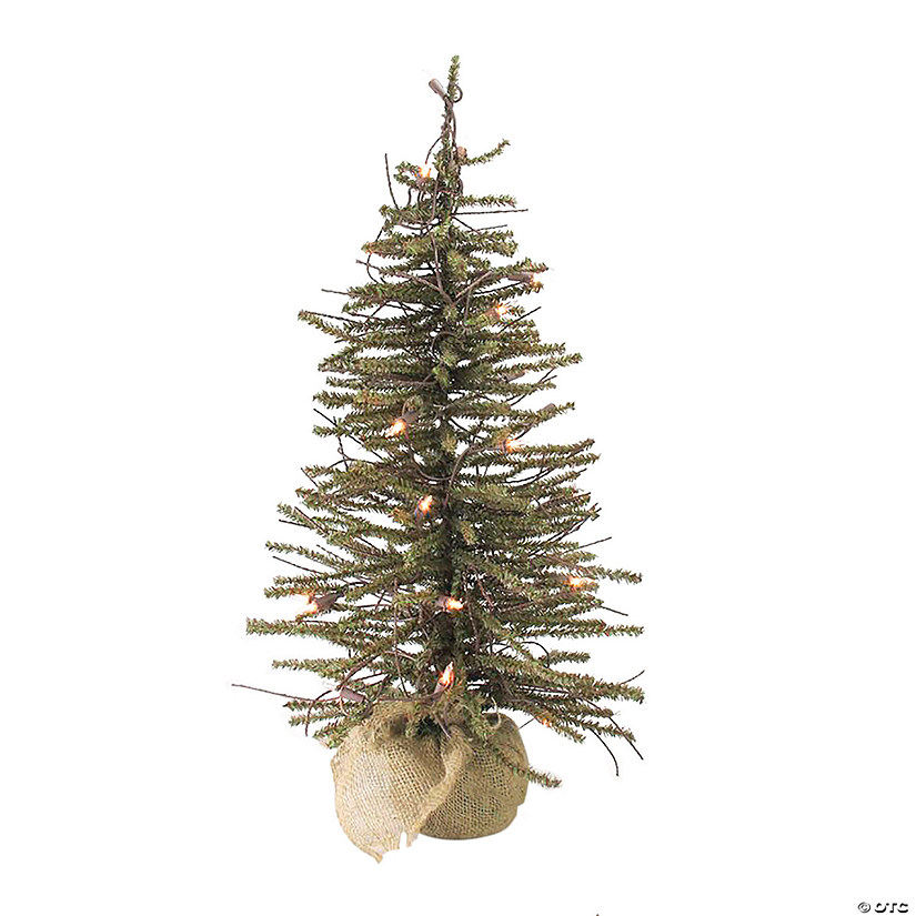 Northlight 4' Pre-lit Potted Twig Slim Artificial Christmas Tree - Warm Clear Lights Image