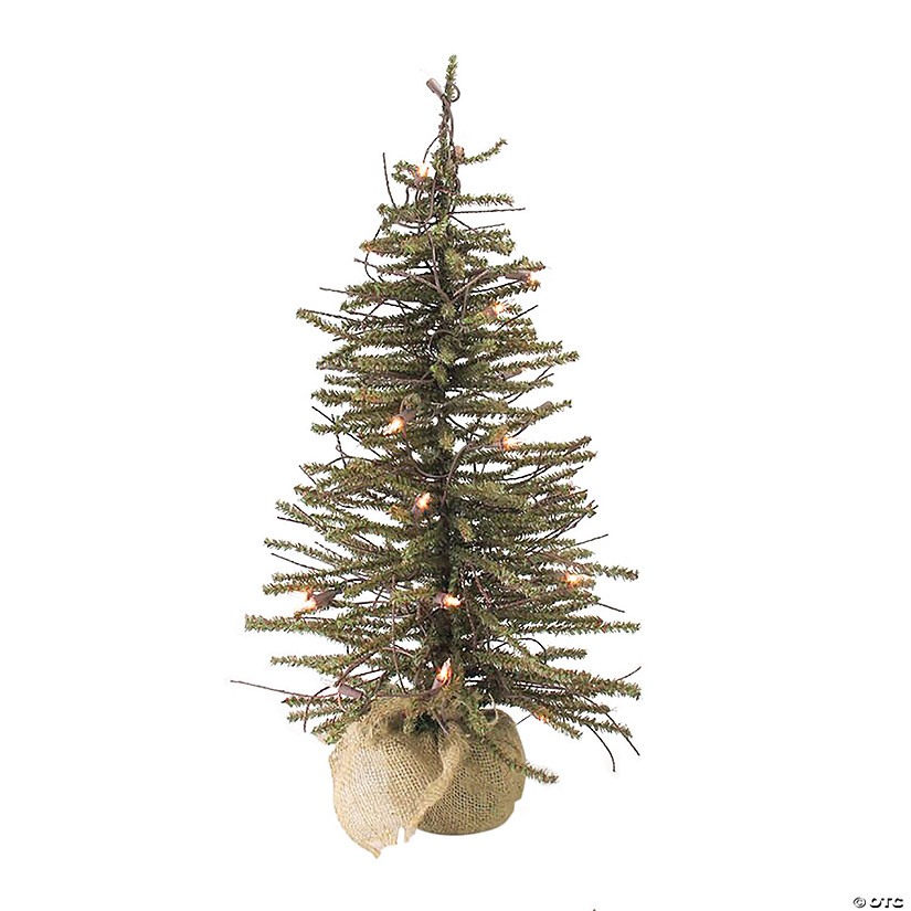 Northlight 4' Prelit Potted Twig Slim Artificial Christmas Tree Warm