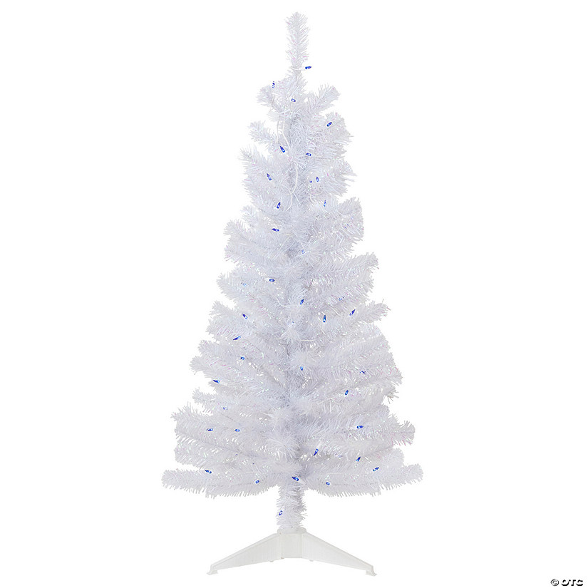 Northlight 4' Pre-lit Rockport White Pine Artificial Christmas Tree  Blue Lights Image