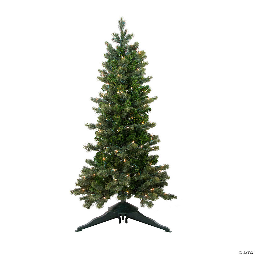Northlight 4' Pre-Lit Slim Savannah Spruce Slim Artificial Christmas Tree - Clear Lights Image