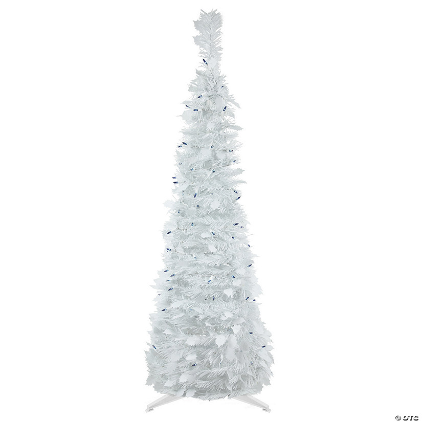 Northlight 4' Pre-Lit White Tinsel Pop-Up Artificial Christmas Tree  Blue Lights Image