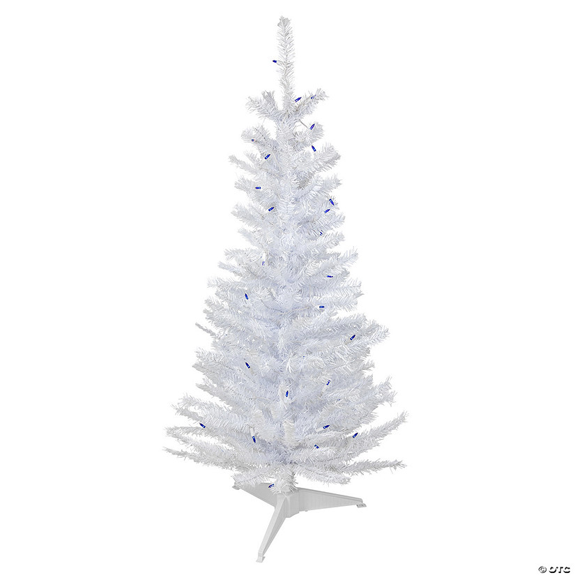 Northlight 4' Pre-Lit Woodbury White Pine Slim Artificial Christmas Tree  Blue Lights Image