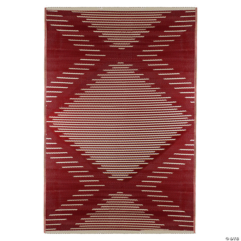 Northlight 4' Proper 6' Red and Beige Tribal Pattern Rectangular Outdoor Area Rug Image