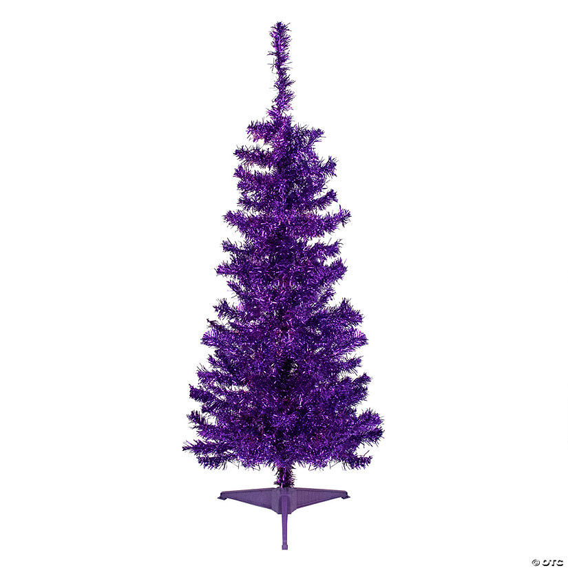 Northlight 4' Purple Artificial Tinsel Christmas Tree  Unlit Image