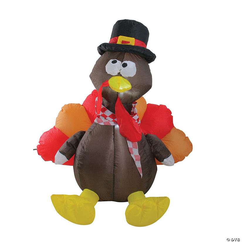 Northlight 4' Red and Brown Inflatable Lighted Thanksgiving Turkey Outdoor Decor Image