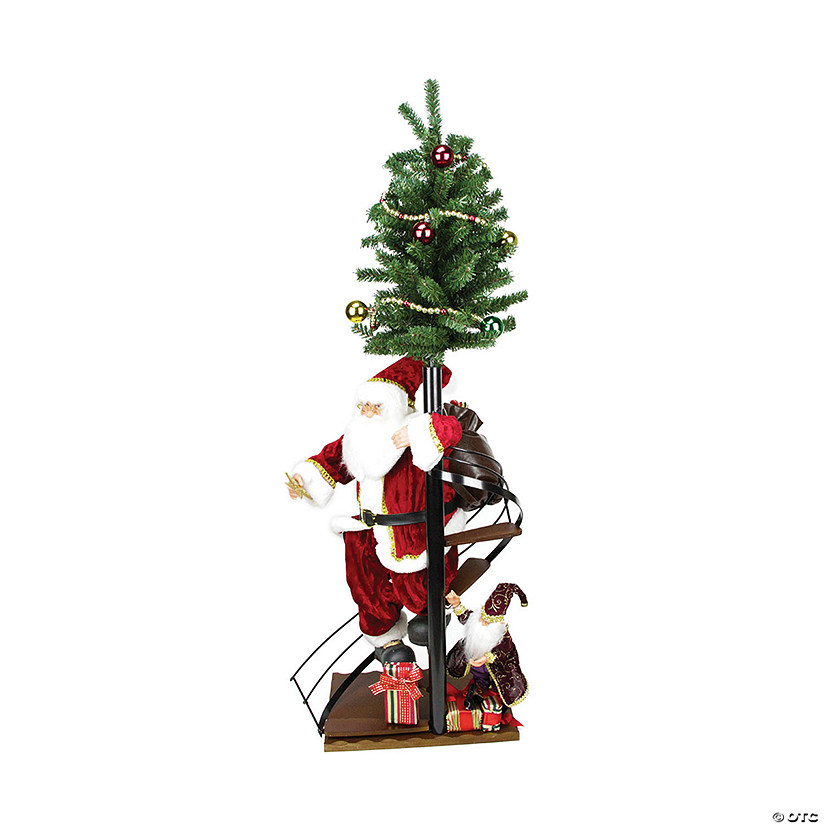 Northlight - 4' Santa Claus on Spiral Staircase Christmas Figure Image