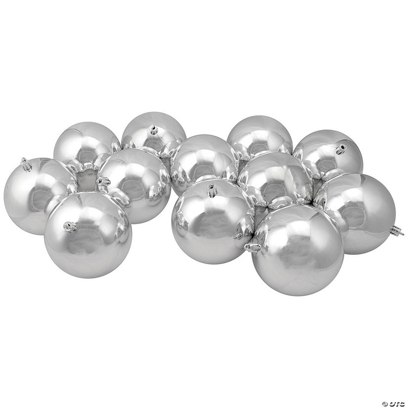 Northlight 4" Silver Shatterproof Shiny Christmas Ball Ornaments, 12 Count Image