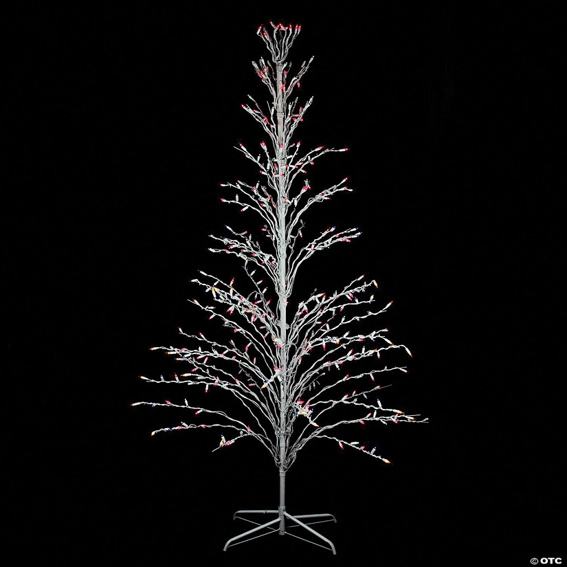 Northlight - 4' White Pre-Lit Christmas Cascade Twig Tree Outdoor Decoration - Multi-Color Lights Image