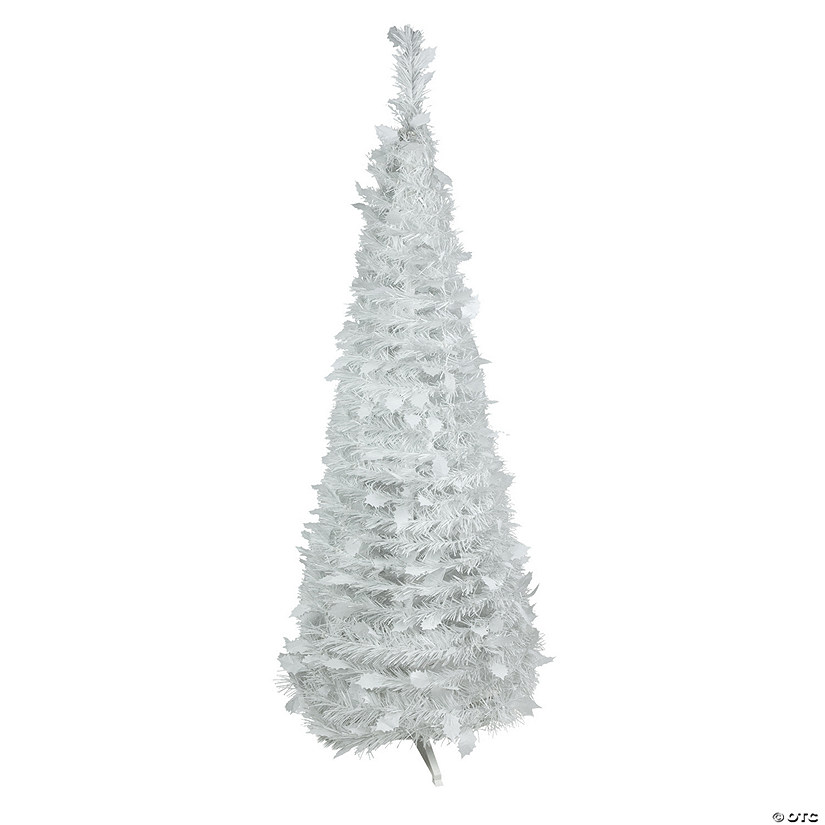 Northlight 4' White Tinsel Pop-Up Artificial Christmas Tree  Unlit Image
