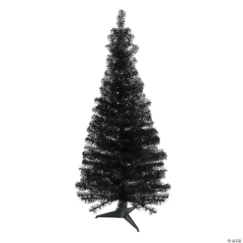 Northlight 4' x 24" Slim Black Tinsel Artificial Christmas Tree - Unlit Image