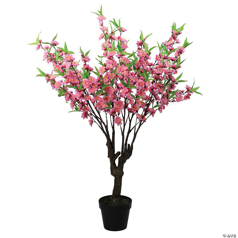 Northlight - 43.5" Potted Pink and Green Floral Peach Blossom Artificial Christmas Tree - Unlit Image