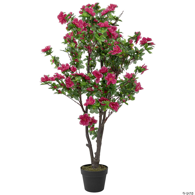 Northlight 43" Artificial Green and Pink Artificial Azalea Flower Potted Tree Image