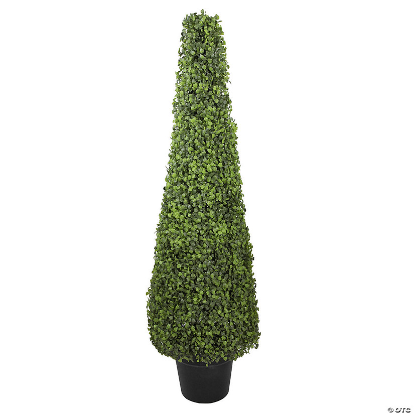 Northlight 45" Two Tone Green Triangular Artificial BoProperwood Topiary Potted Tree - Unlit Image