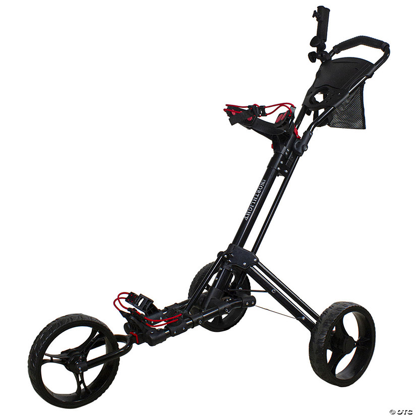 Northlight 48" Black Easy Folding 3 Wheel Golf Bag Push Cart Image