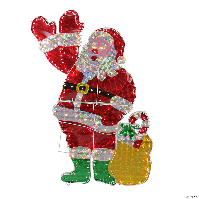 Northlight 48" Holographic Lighted Waving Santa Claus Outdoor Christmas Decoration Image