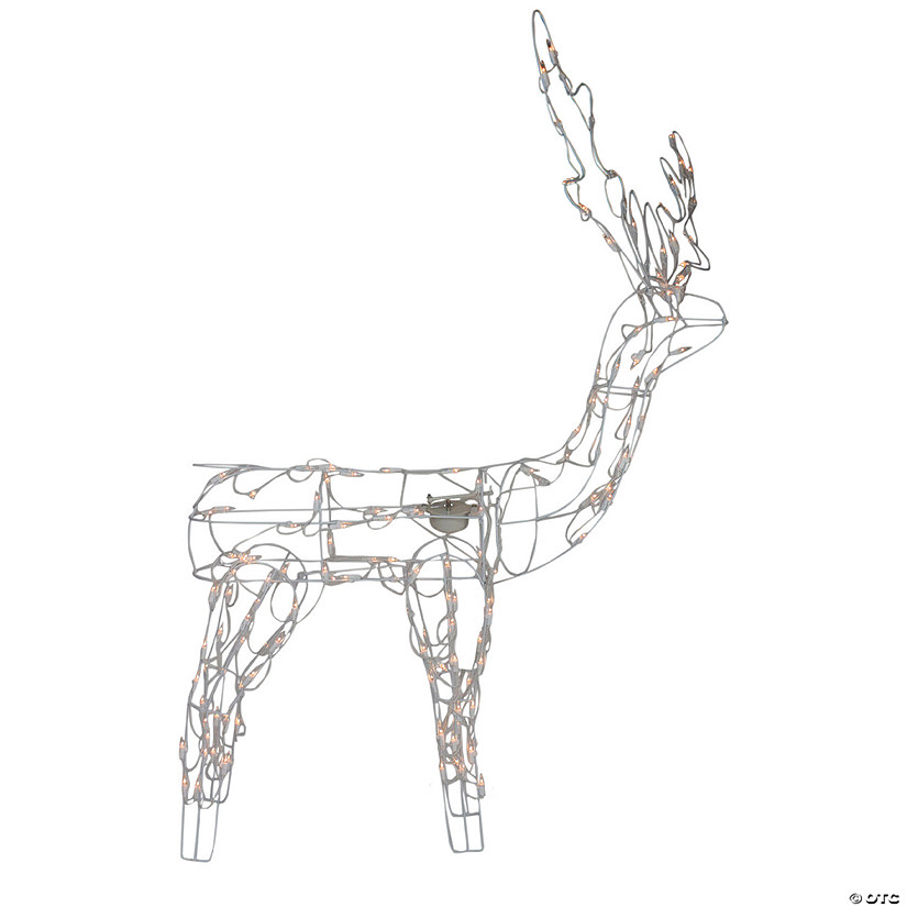 Northlight 48-Inch Lighted White Standing Reindeer Animated Outdoor Christmas Decoration Image