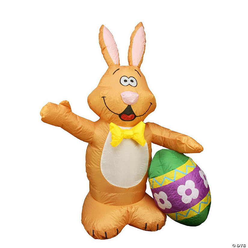 Northlight 48" inflatable lighted easter bunny with egg outdoor decoration Image