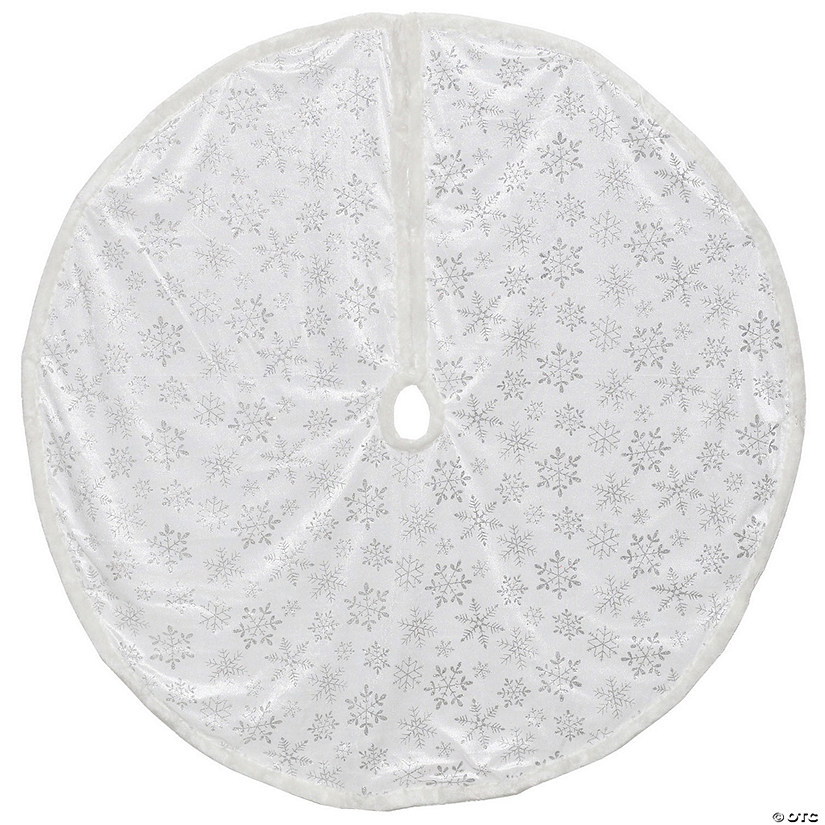 Northlight 48" Silver and White Snowflakes Christmas Tree Skirt Image