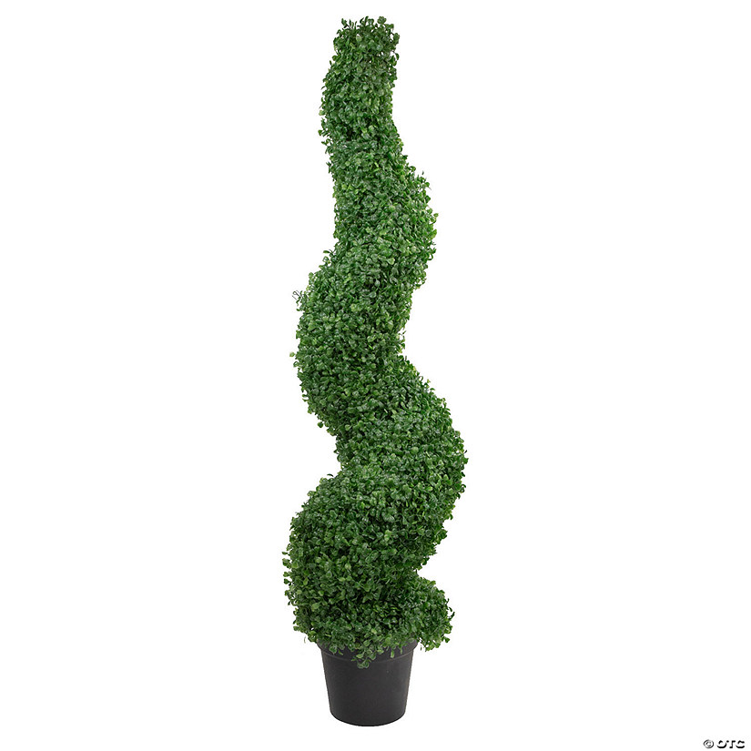 Northlight 48" Two Tone Green Artificial Spiral BoProperwood Topiary Potted Tree Image