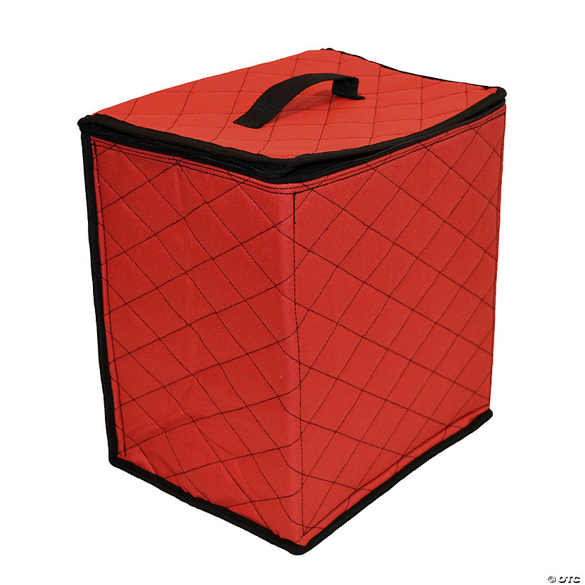 Northlight 48ct Red and Black Quilted Zip Up Christmas Ornament Storage Tub Image