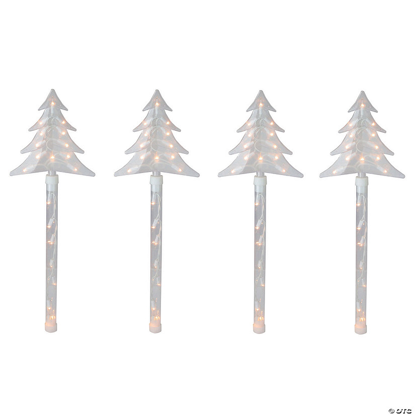 Northlight - 4ct Lighted Christmas Tree Pathway Marker with Lawn Stakes Outdoor Decor Image