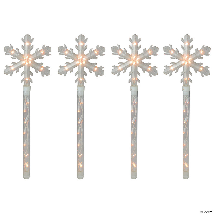 Northlight - 4ct Snowflakes Christmas Pathway Marker with Lawn Stakes Outdoor Decor Image