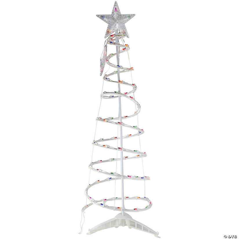 Northlight 4ft Lighted Spiral Christmas Tree with Star Tree Topper  Multi Lights Image