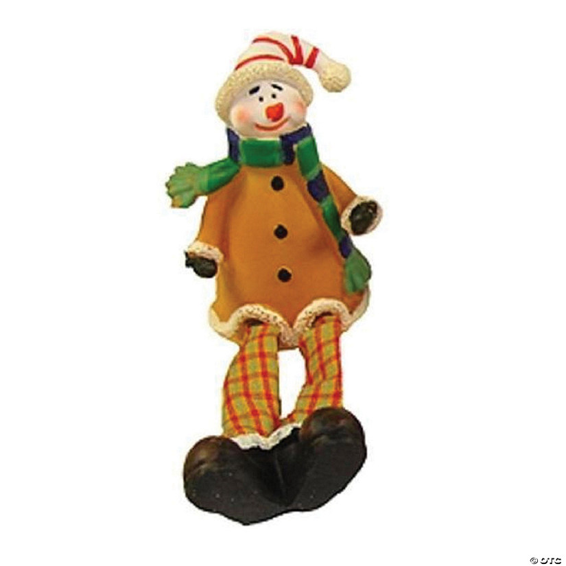 Northlight 5.5" Festive Yellow and Plaid Sitting Snowman Christmas Table Top Figure Image