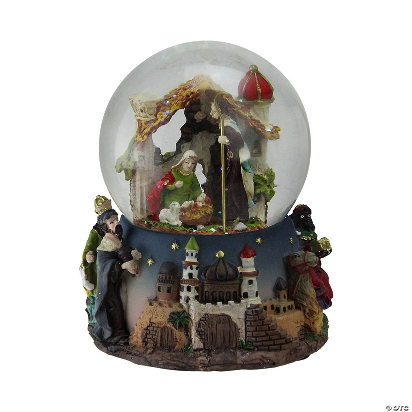 Northlight 5.75" Nativity Manger Scene Religious Christmas Musical Snow Globe Image