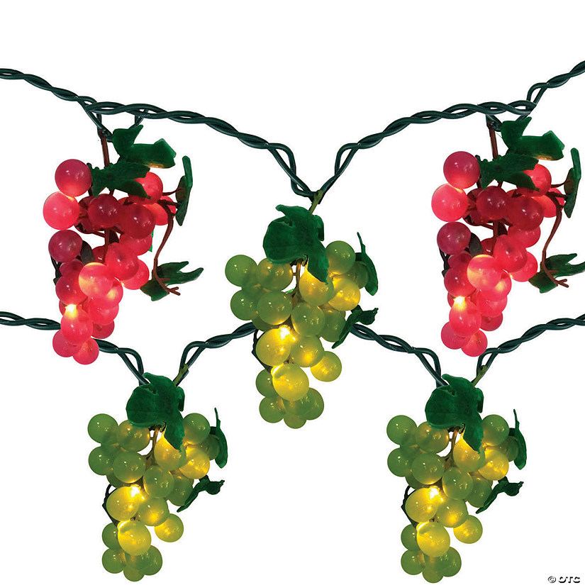 Northlight 5-Count Red and Green Grape Cluster String Light Set  8ft Brown Wire Image