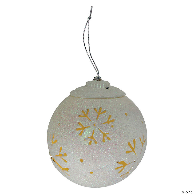 Northlight 5" LED Lighted White Snowflake Cut-Out Hanging Christmas Ornament Image