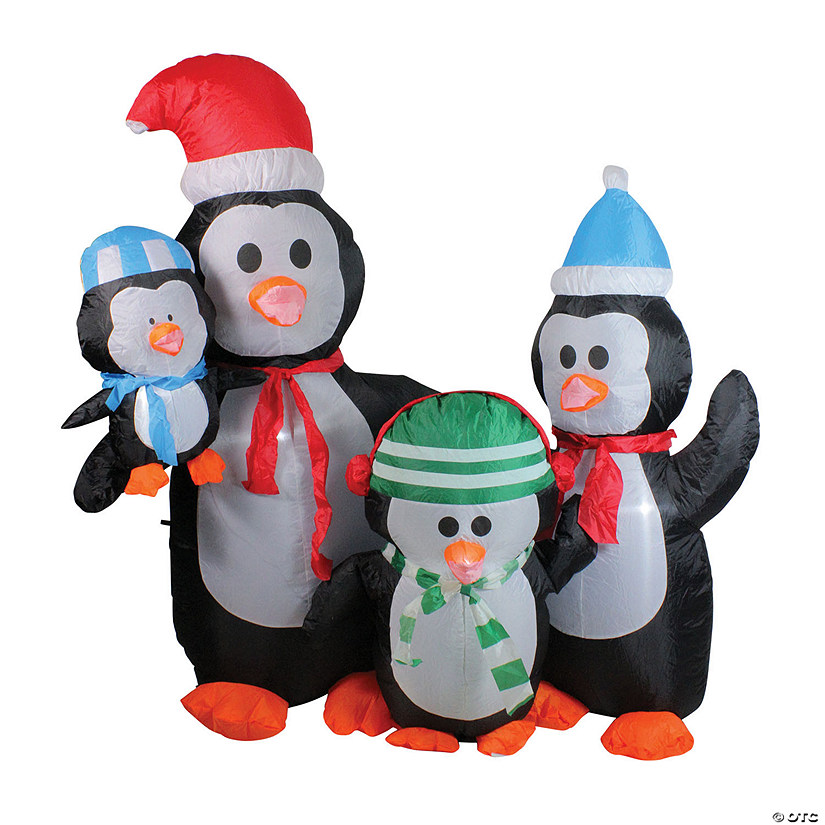 Northlight - 5' Lighted Black and Orange Inflatable Penguin Family Christmas Yard Art Decor Image
